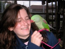 Hannah with parrot